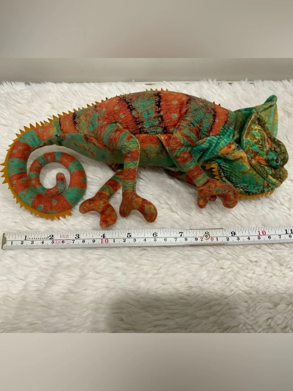 Multicolor Green & Orange Chameleon Plush for Small Pets